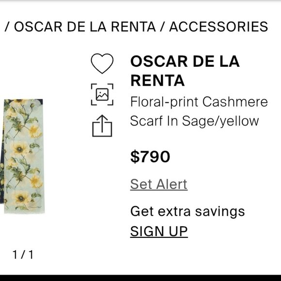Oscar De La Renta Poppies & Grapes Modal Cashmere Scarf Sage Yellow - Picture 7 of 7